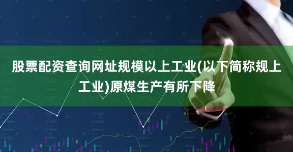 股票配资查询网址规模以上工业(以下简称规上工业)原煤生产有所下降