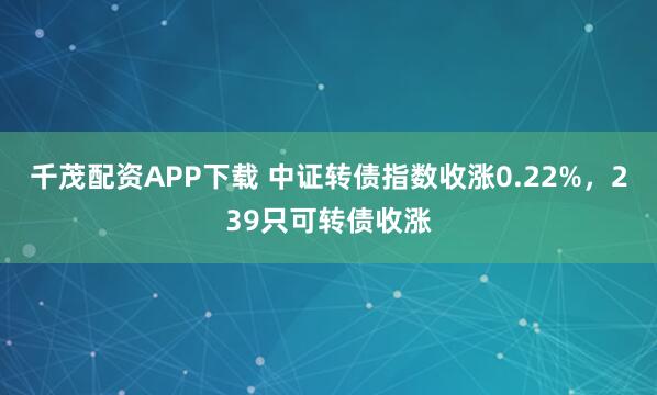 千茂配资APP下载 中证转债指数收涨0.22%，239只可转债收涨