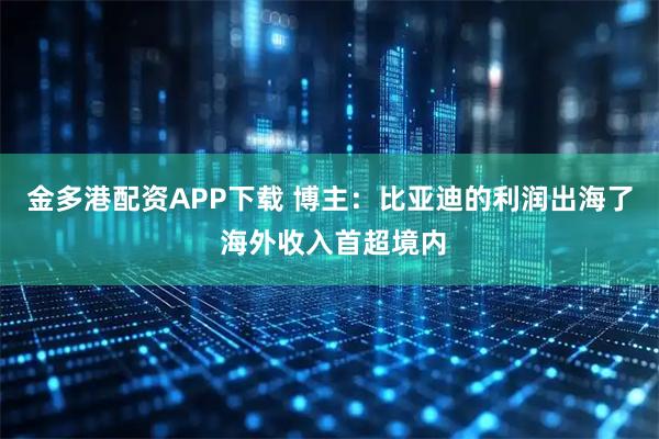金多港配资APP下载 博主：比亚迪的利润出海了 海外收入首超境内